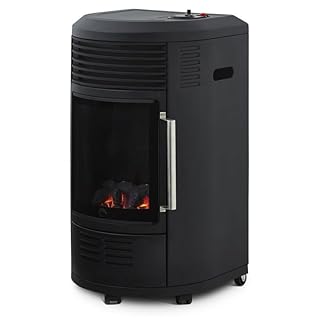 FAVEX - Chauffage d'appoint à gaz Volga - Intérieur - Infrableu effet feu de cheminée - 6 puissances de chauffe Thermostat - Jusqu'à 40 m² - Noir
