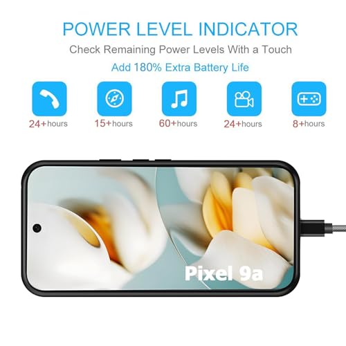 Image of Battery Case for Google Pixel 9a, Upgraded 10000mAh Portable Protective Charging Case with Wireless Charging Compatible for Google Pixel 9a (6.3 inch) Battery Pack Charger Case with Carplay (Black)