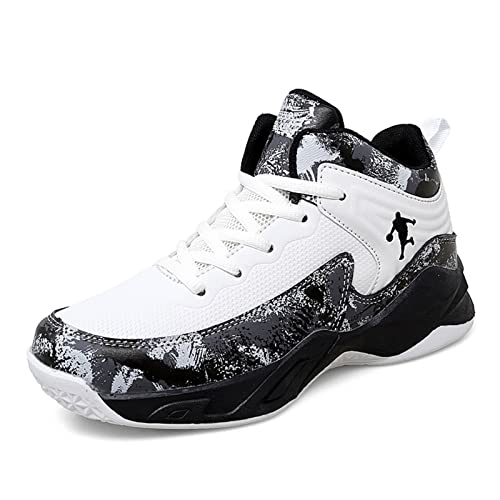 Ucilxi New Anti Slip and wear-Resistant Sports Basketball Shoes for Children Black White
