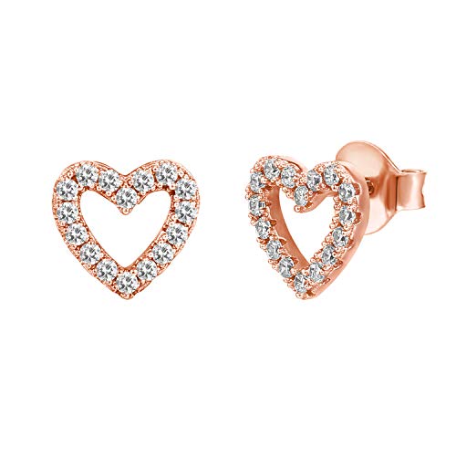 Image of PAVOI 14K Gold Plated 925 Sterling Silver Stud Earrings for Women - Dainty Geometrical Bar Triangle Heart Earrings - Valentines Day Trendy Jewelry