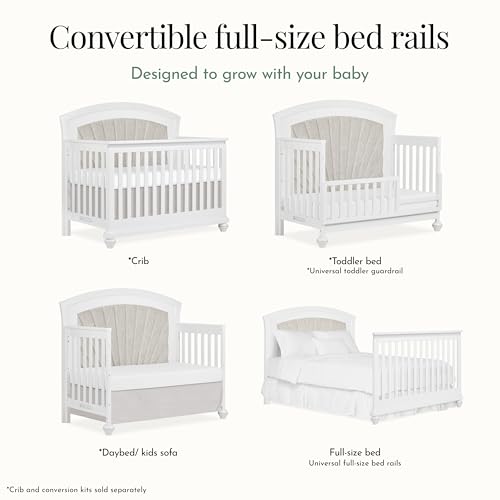 Image of Evolur Convertible Crib Wooden Full Size Bed Rail, Constructed from Solid Wood, Includes Assembly Hardware