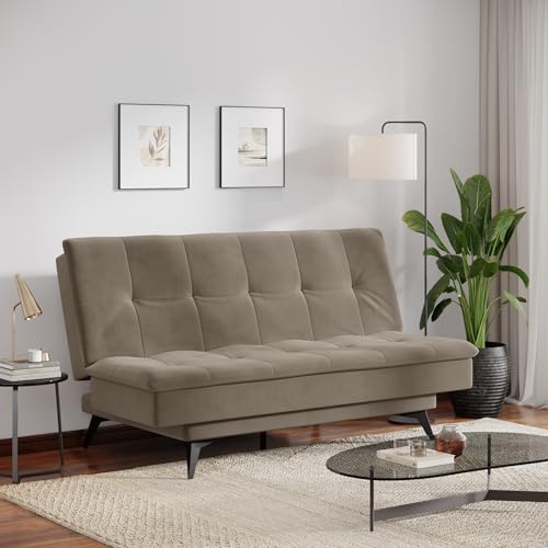 Image of Wakefit Flexia Sofa Cum Bed - Three Seater - Velvet Series Tuscan Tan
