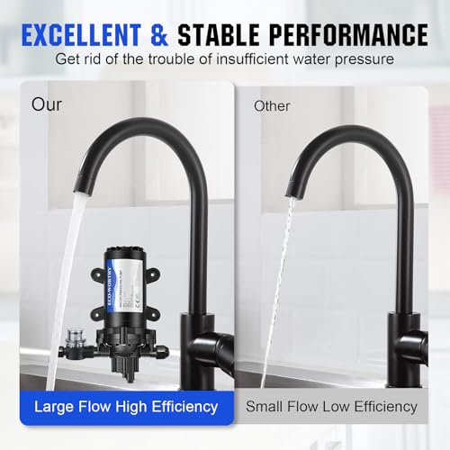 Image of ECO-WORTHY 33-Series Water Pressure Diaphragm Pump Industrial 110V AC 4.0GPM Flow 50PSI Rated Pressure Self Priming RV Fresh Water Pump for Camper Kitchen Bathroom Marine Yacht Caravan