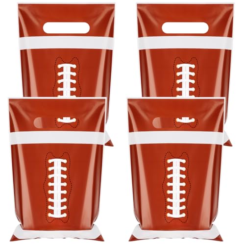 Hxezoc 50 Pieces Football Gift Bags with Handle Plastic Treat Candy Bag Sport Favor Bags For Kids Birthday Party Decoration Supplies