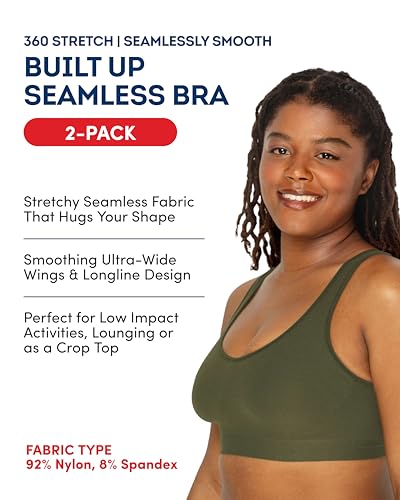 Image of Fruit of The Loom Women's 2-Pack Full Coverage Wireless Bra w / Built In Pads - All Day Comfort