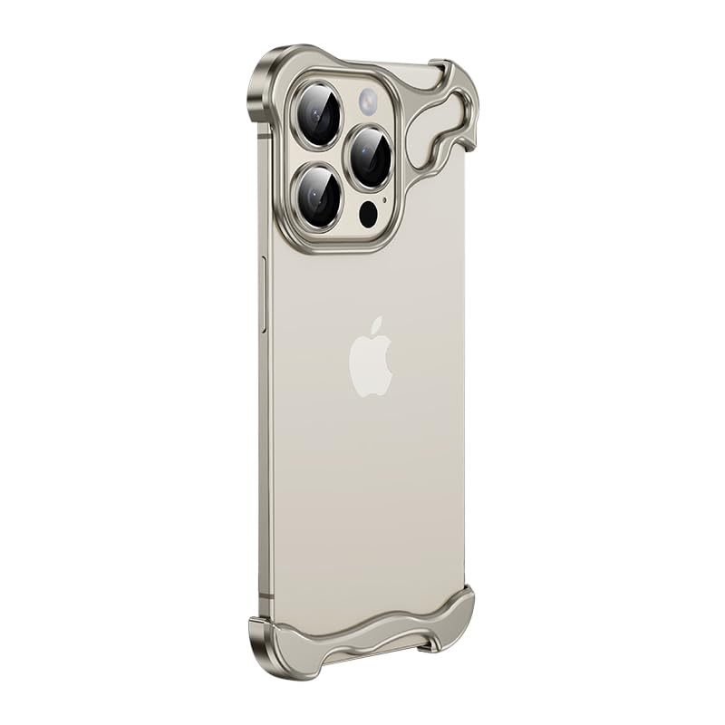 Doulings Frameless Series Designed for iPhone 15 Pro Max Case,Minimalist Protective Shock Absorption Aerospace Grade Aluminum Shells & Elastomer