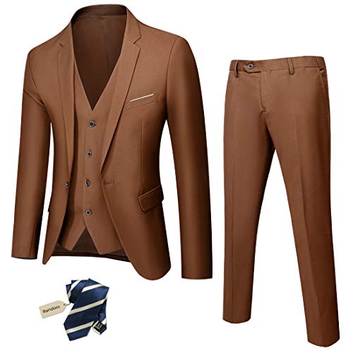 Image of MY'S Men's Suit Slim Fit One Button 3-Piece Suit Blazer Dress Business Party Jacket Vest & Pants