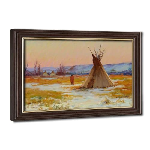 Impression sur toile Camp on the Yellowstone Sharp tableau pour bureau 41x61cm