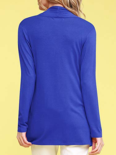 Image of Lock and Love Women's Draped Front Open Asymmetrical Cardigan - Casual Long Sleeve Lightweight Duster