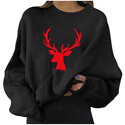 fine clothes Flannel Shirts for Women Oversized,Cute Sweaters for Women Tank Happy Loose Woman Cute Plus Size Cheap Kawaii Long Sleeve Tops Boho Sexy Christmas Sweaters for Women Black
