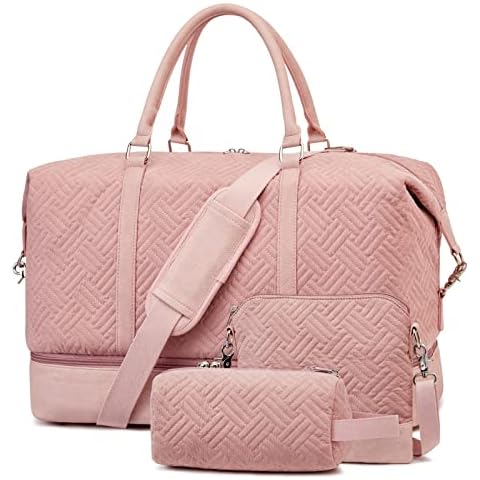 S-ZONE Uniex 3 Set Weekender Reisetasche 40L Weiches Nylon wasserdichte Carry On Duffel Bag Große Übernachtung Travel Bag Sporttasche Handgepäck Tasche Cover