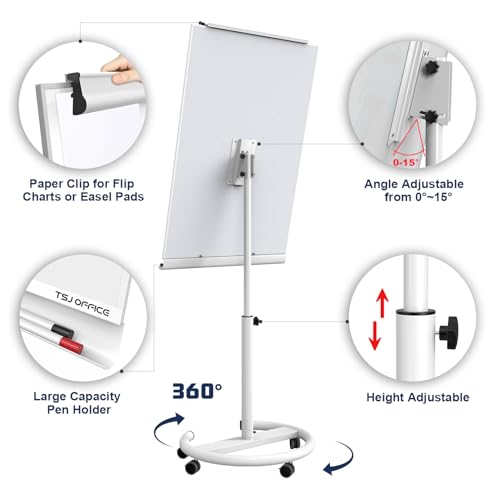 Image of TSJ OFFICE Rolling Whiteboard Standing - 40 x 26 Inches Mobile White Board