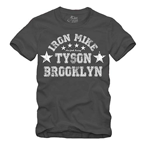 Brooklyn Iron Mike T-shirt Boxen Tyson Champ Boxclub Gym - Gris - Large