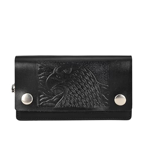 Leatherboss Genuine Leather Men Trifold Eagle Biker Chain Wallet Credit Card Holder for Motorcycle Bikers Truckers2