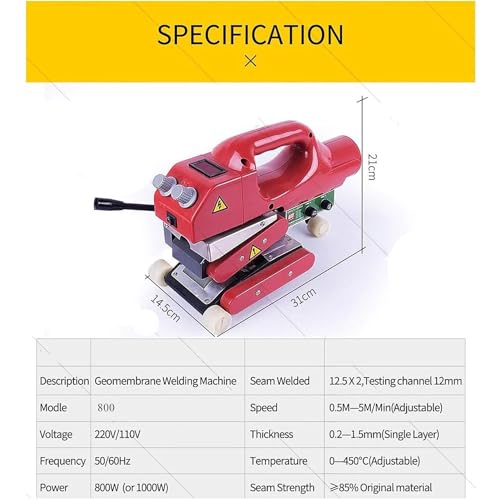 FBJAMZ Máquina de Soldadura de geomembranas, Soldador de cuña Caliente de Membrana de plástico, Soldador de pelÃcula HDPE EVA PVC - Imagen 4