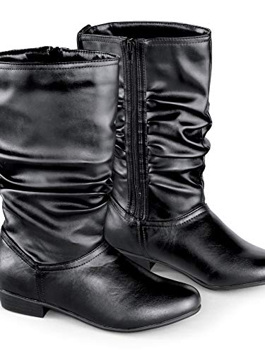 Collections Etc Faux Leather Mid Calf Slouch Boots w/Low Heel3
