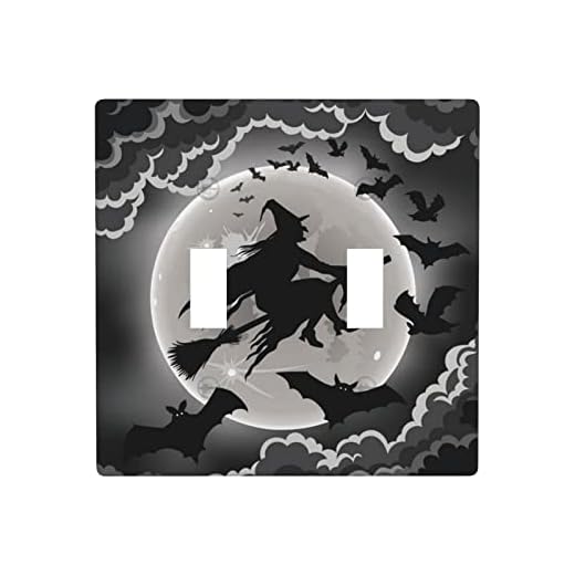 Halloween häxa väggplatta tryck dubbel gäng vippströmbrytare skydd dekoratör 2 uttag platta väggplattor 10 x 10 cm