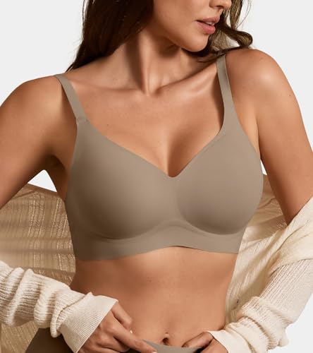 Image of DEANGELMON Seamless Bras for Women No Underwire Comfortable Push Up Bra V Neck Wireless Bralette Full Coverage Wire Free