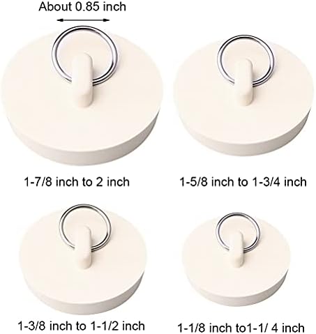 nuoshen 4 Pcs Bath Plugs,Sink Plug Rubber Drain Stopper Kitchen Sink Plug with Hanging Ring for Bathtub,Bathroom (4 Sizes)