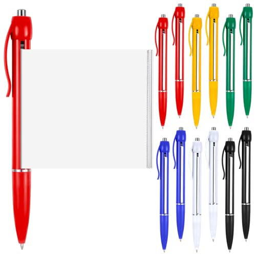 Trandraft 12 Pcs Retractable Pullout Banner Pen Bulk for School Office Ballpoint Pen with Paper Scroll Inside, 6 Colors