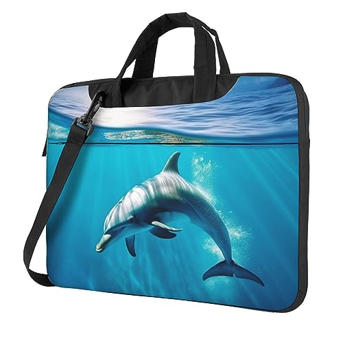 Sac pour ordinateur portable dauphin imprimé mer bleue