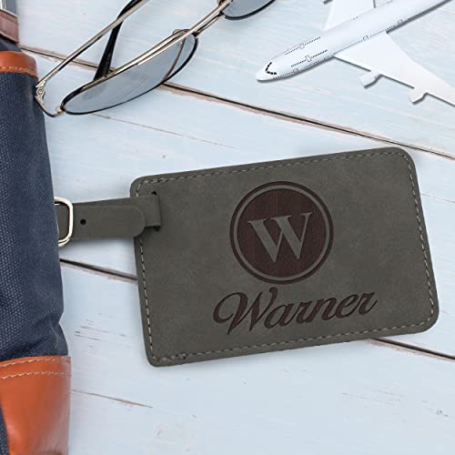 Custom Personalized Luggage Tag - Engraved Travel - Monogrammed (Grey) #TOP4
