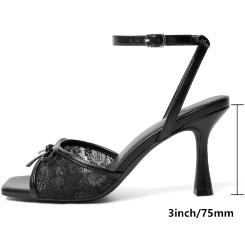 Image of Mostrin Chunky Heels for Women Round Open Toe Strappy Heeled Sandals Ankle Strap Dressy Block Low Heels for Party Wedding Prom Daily