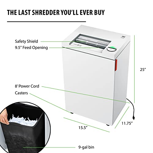 Ideal. 2445 Cross Cut Deskside Commercial Paper Shredder, Continuous Operation, 6-8 Sheet Feed Capacity, 9-Gallon Bin, Shred Staples/Paper Clips/Credit Cards, For 3-4 Users, P-5 Security Level #TOP1