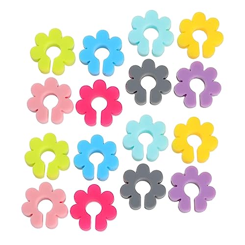 Cabilock 16pcs Reusable Silicone Wine Glass Markers Decorative Flower Shape Drink Identifiers for Parties Weddings and Events and Practical Wine Charms for Easy Recognition