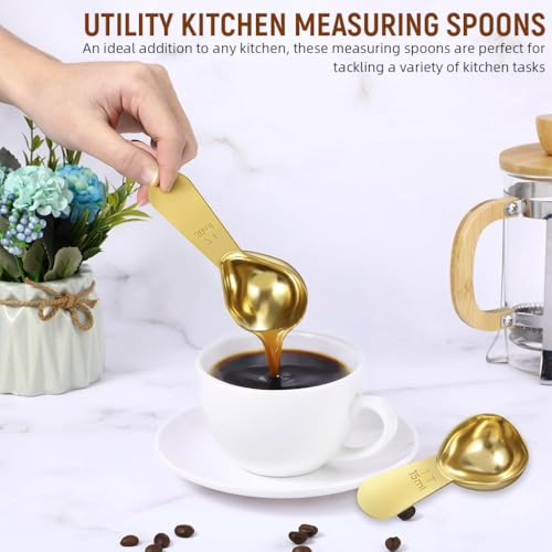Image of Supvox Spoon Set for Kitchen 2Pcs 15ml /30ml Coffee Bean Spoon Stainless Steel Golden Measuring Spoons Set Kitchen Utility Measuring Spoons with Etched Marks