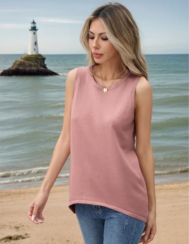 Image of Zeagoo Womens Sleeveless Sweater Vest Crewneck Knit Loose Sweater Tank Tops Lightweight Shirts Blouses 2026