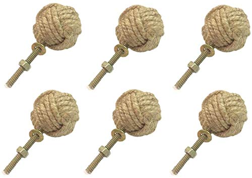 Samara Nautical Lot Of 6 Cabinet Knot Rope Knob/Jute Door Knobs Beach Seaside Home Decor Gift A
