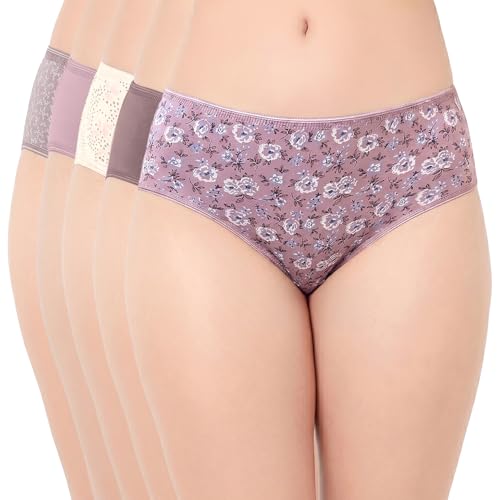 Image of juliet Cotton Hipster Premium Panties Set of 5 Full Coverage Stretchable Fabric