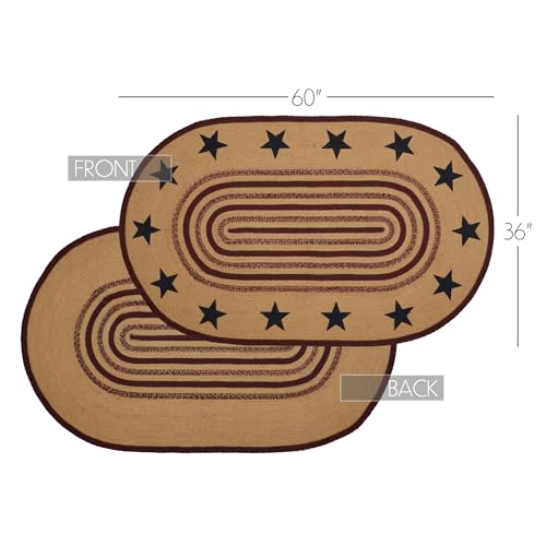 VHC-Brands-Potomac-Jute-Rug-Oval-Stencil-Stars-wPad-36×60 VHC Brands Potomac Jute Rug Oval Stencil Stars wPad 36×60