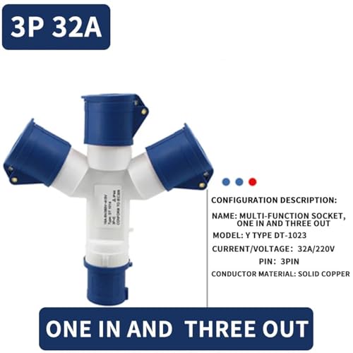 Prise industrielle électricité triphasée 3P 32A étanche avec triple sortie Y 1013 - 3