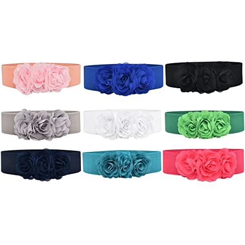 Women's Elastic Wide Waist Belt Three-Flower Stretch Corset Sweet Casual Elegant for Dress Plus Size3