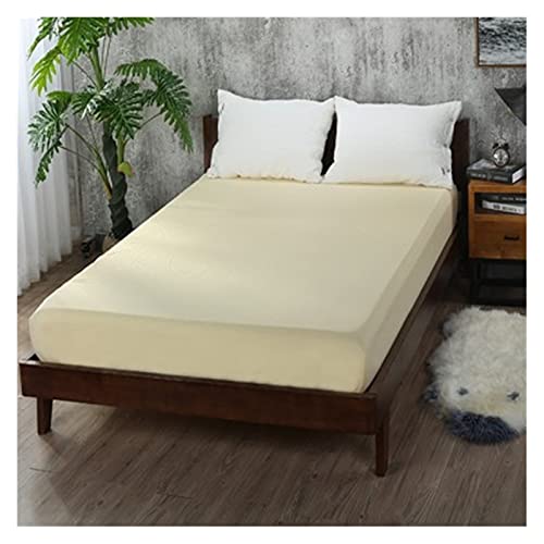 DSMYYXGS Hoja Suave y Ajustada con Banda elástica Cubierta de lecho sólido-Arruga, Fundido, Manchas y Hojas Resistentes a la abrasión (Color : Beige, Size : 90x200x25cm)
