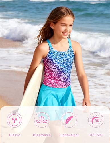 Image of ALISISTER Girls Tankini Swimsuit Two Piece Bathing Suits Summer Beach Swimwear with Shorts for 7-12 Years