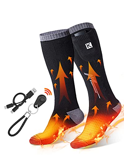 KEMIMOTO Beheizbare Socken mit Fernbedienung, 2600mAh*2 Beheizte Socken, Wiederaufladbaren Batterien Socken, Winter-Baumwollsocken Fußwärmer für Skifahren, Jagen KEMIMOTO Beheizbare Socken mit Fernbedienung, 2600mAh*2 Beheizte Socken, Wiederaufladbaren Batterien Socken, Winter-Baumwollsocken Fußwärmer für Skifahren, Jagen