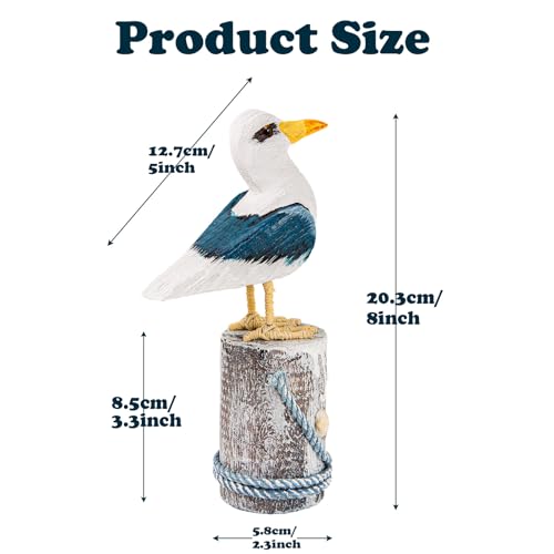 2 piezas figura decorativa de pájaro marino en madera miniatura 3