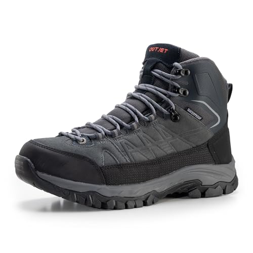 OUTJET Men’s All Terrain Waterproof Hiking Boots – Comfortable...