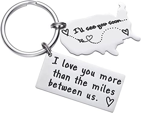 Long Distance Relationship Keychain I Love You More Than The Miles Between india away going keychain-image-30