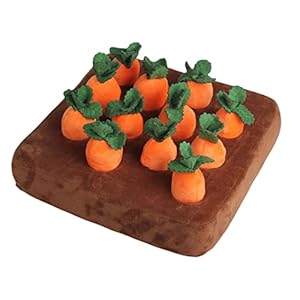 figatia Dog Carrot Plush Toy, Vegetable Fruit for Dogs Cats IQ Toy, Pull The Carrot Stuffed Toy, Molars Toy Pet Interaction, Pet Feeding Training, 12Pcs Carrot