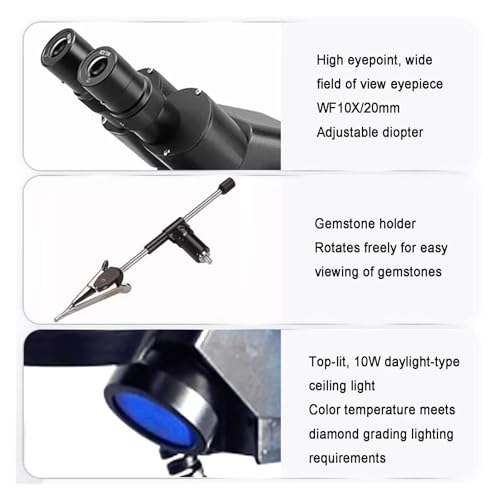 microscopes Binocular Zoom Gem Microscope Professional Stereo Microscopes 10-40X Magnification Upper/Lower/Side Lighting digital - Image 2