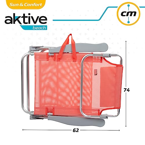 Aktive 62658 - Silla de playa con altura del respaldo XL y cojín acolchado