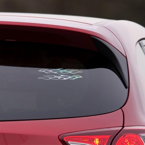 Image of Flame Stripe Racing 4 (Hologram) (Set of 2) Premium Waterproof Vinyl Decal Stickers for Laptop Phone Accessory Helmet Car Window Bumper Mug Tuber Cup Door Wall Decoration
