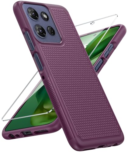 Image of FNTCASE for Moto G-Power 2025 Case: Motorola G Power 2025 Case 14FT Military Grade Drop Protection with Screen Protector Shockproof Anti-Slip Rugged Matte Dual Layer Daily Cover 6.8 Inch (Burgundy)