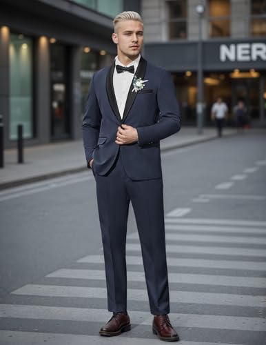 Suits for Men Shawl Lapel 2 Piece One Button for Mens Busniess Wedding Prom Formal Outfit3