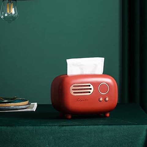 Odoukey Tissue Holder, Tissue Box Holder Retro Radio Shaped Tissue Dispenser for Bathroom Living Room Bedroom Dresser, Tissue Box Cover Cover