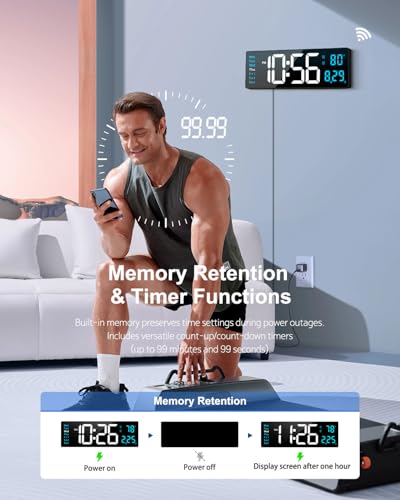 Image of Digital Wall Clock, 16 inch Large Display Digital Clock with Night Light, Wall Clock with DST, Alarm, LED, Date, Week, Temp for Living Room, Bedroom, Classroom Decor, Birthday Gift for Senior Mom Dad